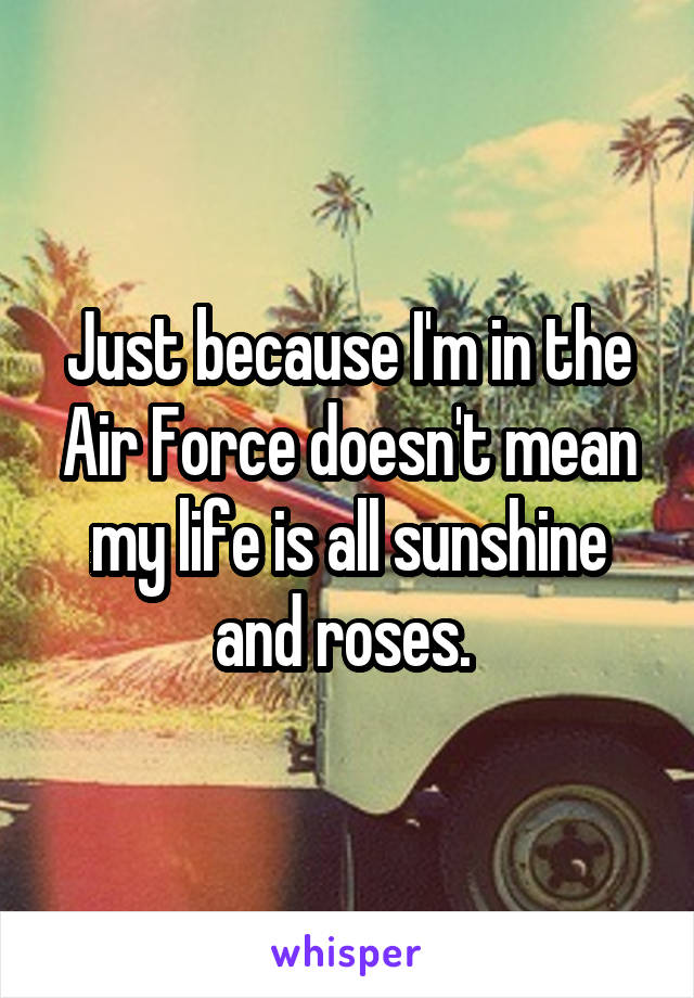 Just because I'm in the Air Force doesn't mean my life is all sunshine and roses. 