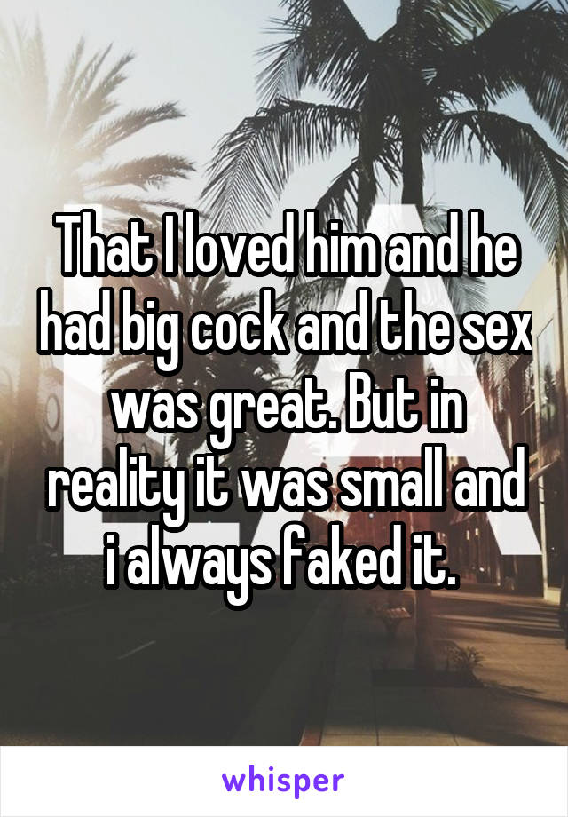 That I loved him and he had big cock and the sex was great. But in reality it was small and i always faked it. 