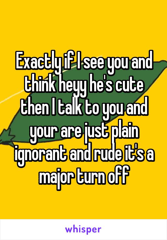 Exactly if I see you and think heyy he's cute then I talk to you and your are just plain ignorant and rude it's a major turn off