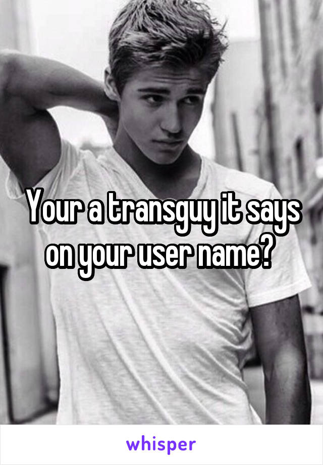 Your a transguy it says on your user name? 