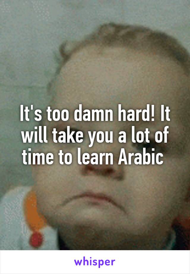 It's too damn hard! It will take you a lot of time to learn Arabic 