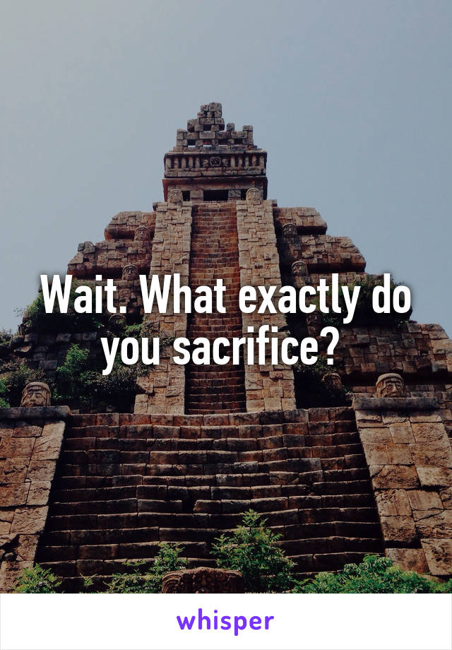 Wait. What exactly do you sacrifice? 