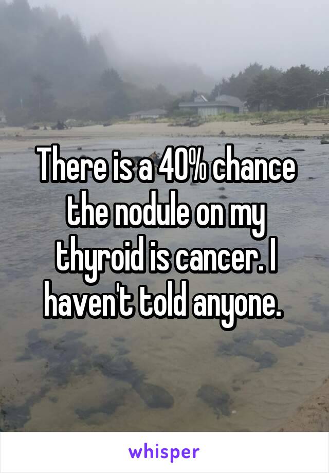 There is a 40% chance the nodule on my thyroid is cancer. I haven't told anyone. 