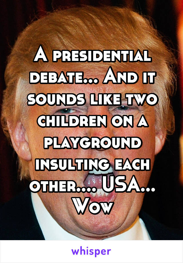 A presidential debate... And it sounds like two children on a playground insulting each other.... USA... Wow