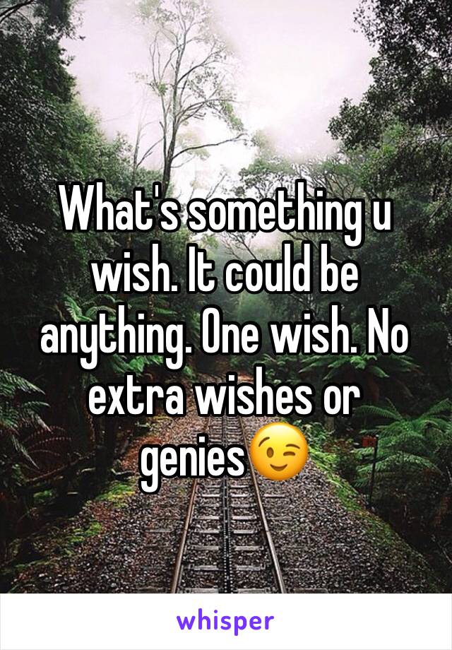 What's something u wish. It could be anything. One wish. No extra wishes or genies😉