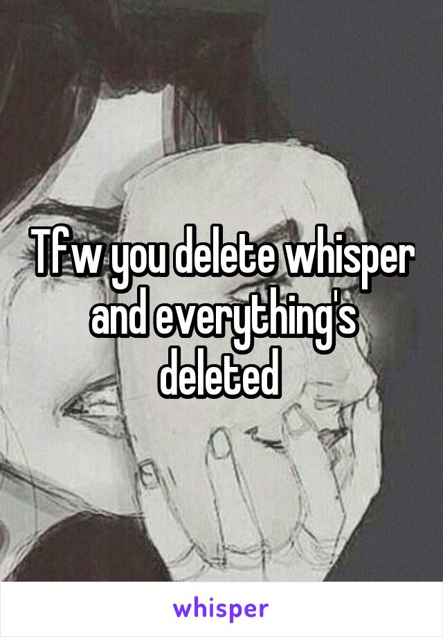 Tfw you delete whisper and everything's deleted 