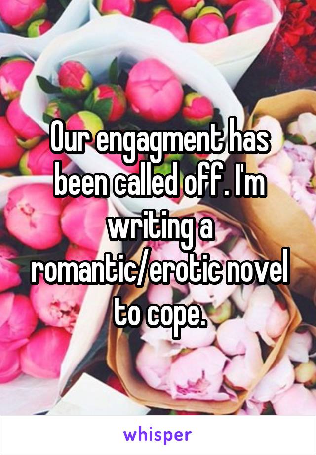 Our engagment has been called off. I'm writing a romantic/erotic novel to cope.