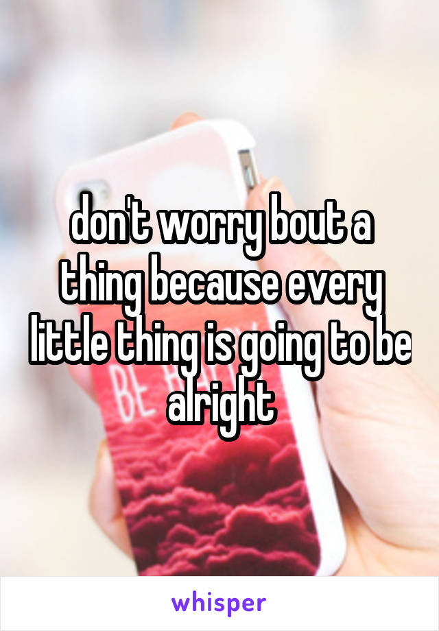 don't worry bout a thing because every little thing is going to be alright