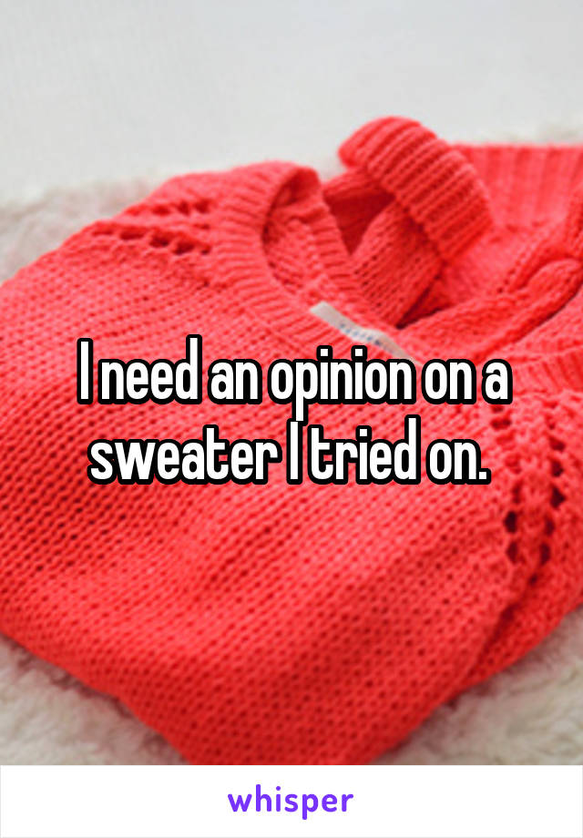 I need an opinion on a sweater I tried on. 