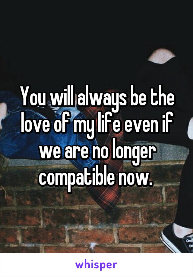 You will always be the love of my life even if we are no longer compatible now. 