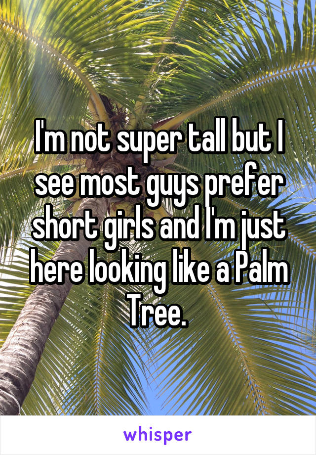 I'm not super tall but I see most guys prefer short girls and I'm just here looking like a Palm Tree. 