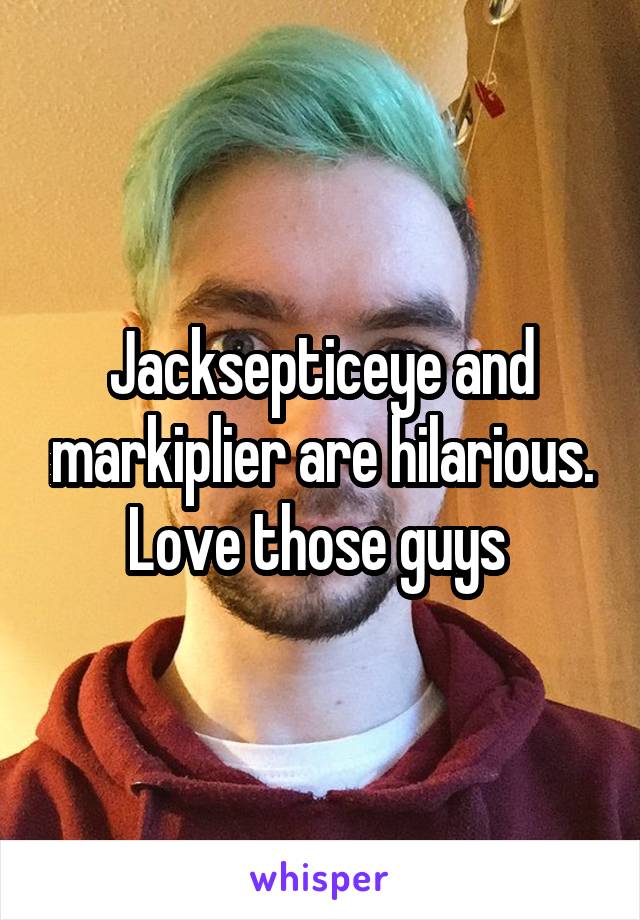 Jacksepticeye and markiplier are hilarious. Love those guys 