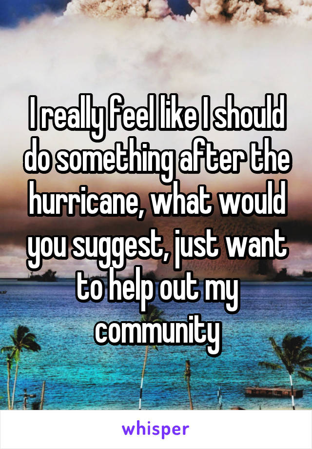 I really feel like I should do something after the hurricane, what would you suggest, just want to help out my community