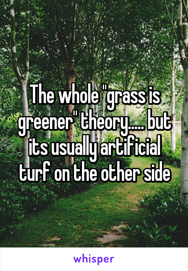 The whole "grass is greener" theory..... but its usually artificial turf on the other side