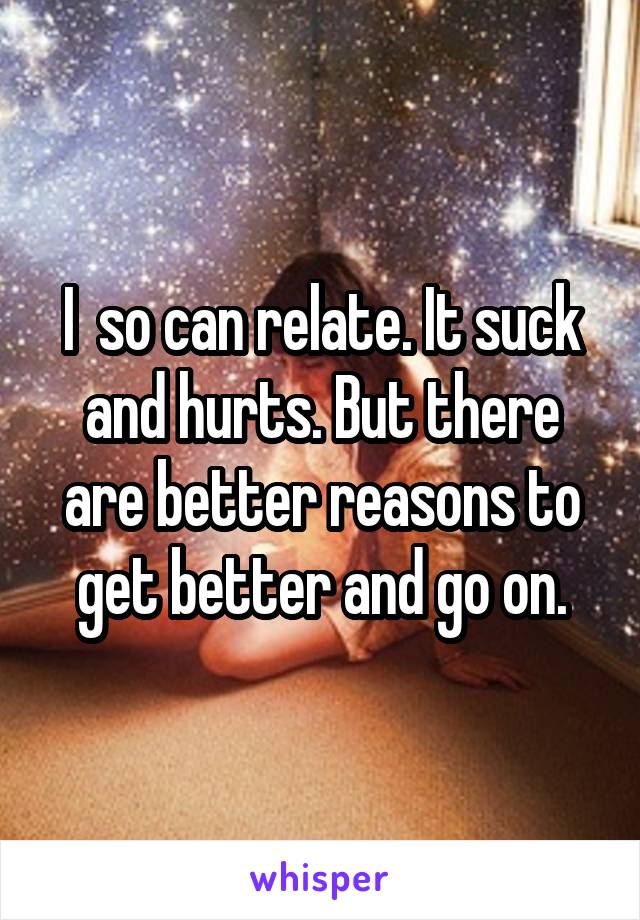 I  so can relate. It suck and hurts. But there are better reasons to get better and go on.