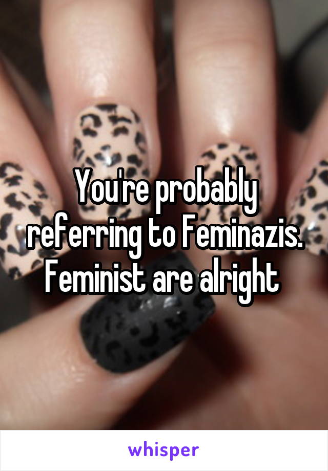 You're probably referring to Feminazis. Feminist are alright 