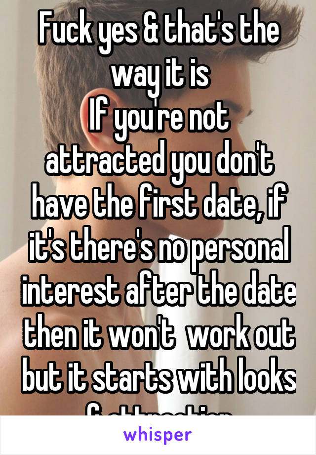 Fuck yes & that's the way it is
If you're not attracted you don't have the first date, if it's there's no personal interest after the date then it won't  work out but it starts with looks & attraction