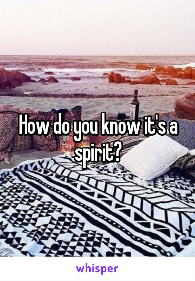 How do you know it's a spirit?