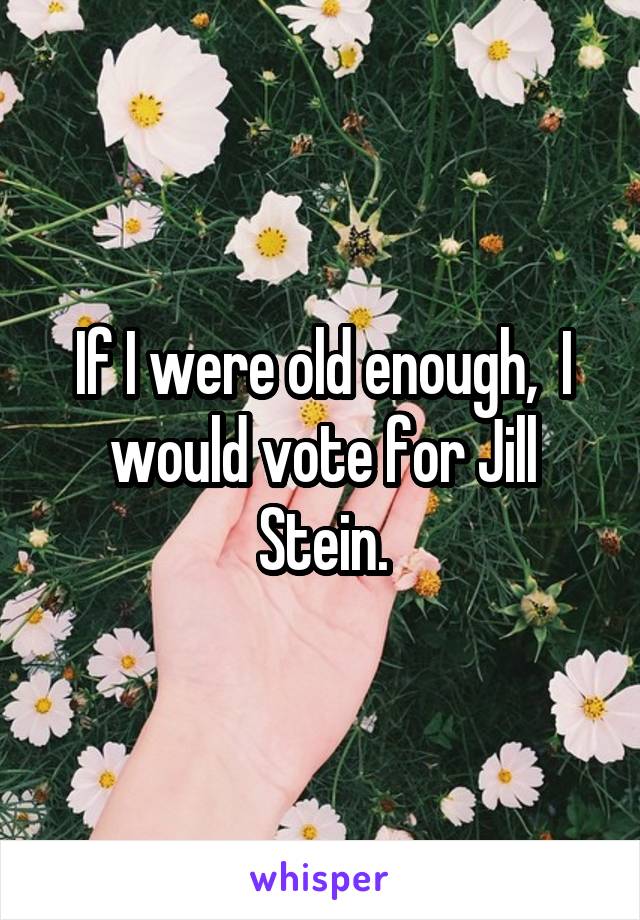 If I were old enough,  I would vote for Jill Stein.