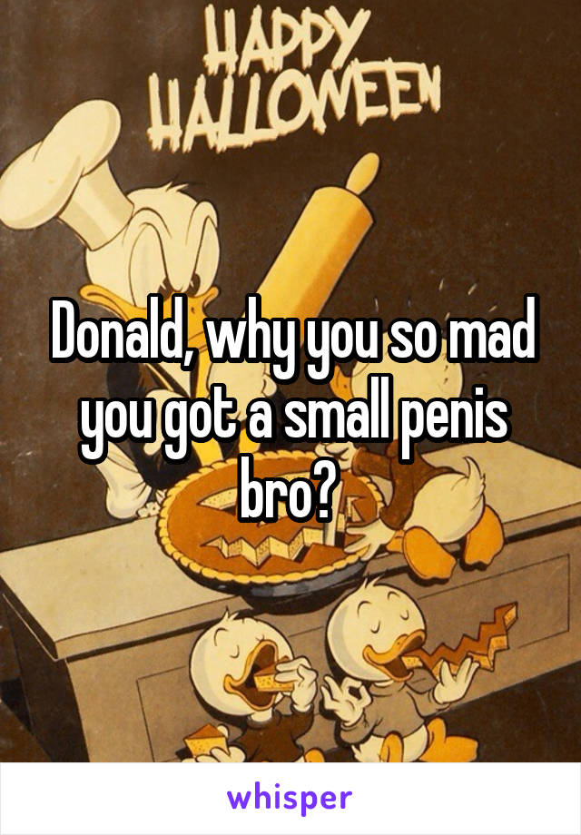 Donald, why you so mad you got a small penis bro? 