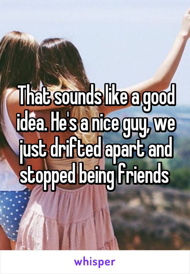 That sounds like a good idea. He's a nice guy, we just drifted apart and stopped being friends 