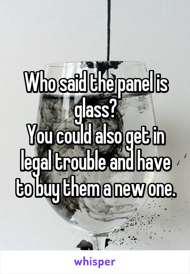 Who said the panel is glass?
You could also get in legal trouble and have to buy them a new one.