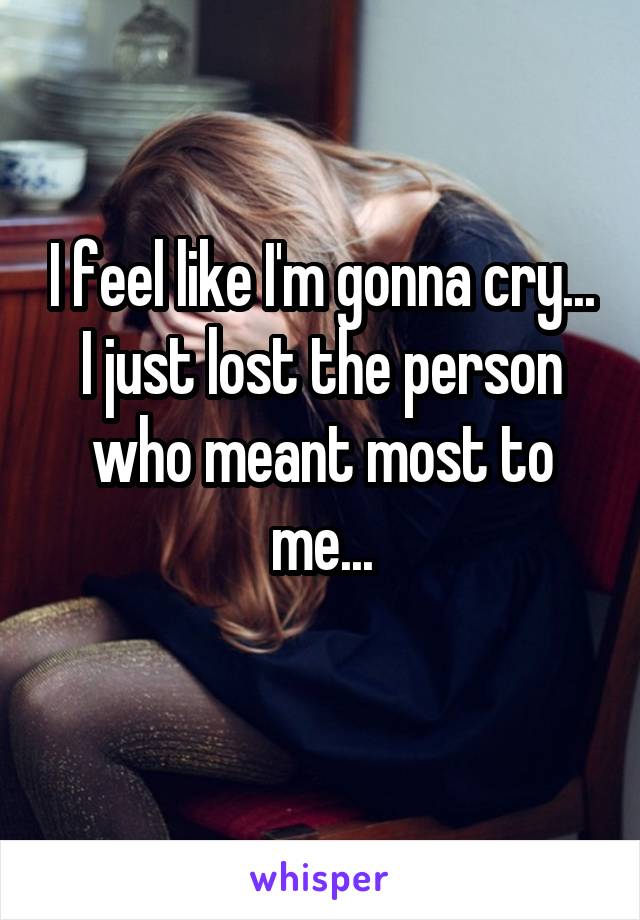 I feel like I'm gonna cry... I just lost the person who meant most to me...
