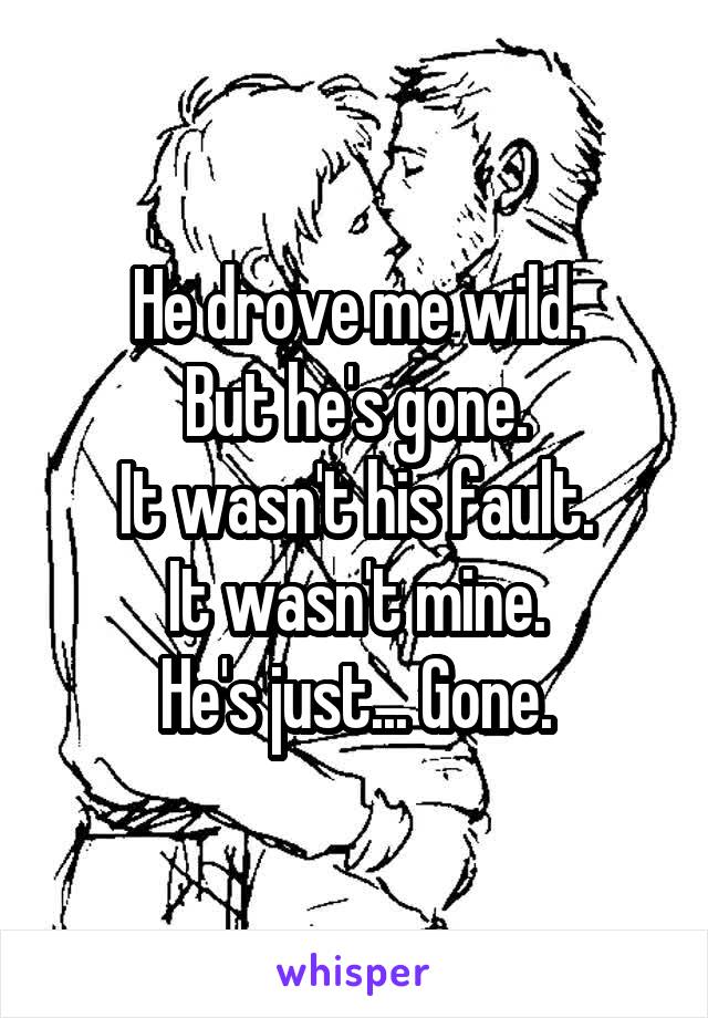 He drove me wild.
But he's gone.
It wasn't his fault.
It wasn't mine.
He's just... Gone.