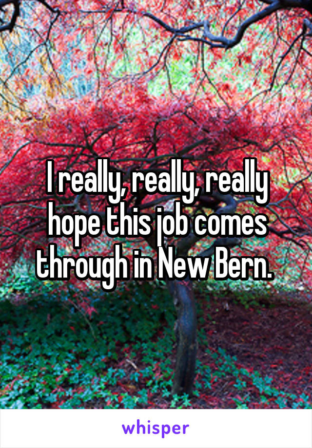 I really, really, really hope this job comes through in New Bern. 