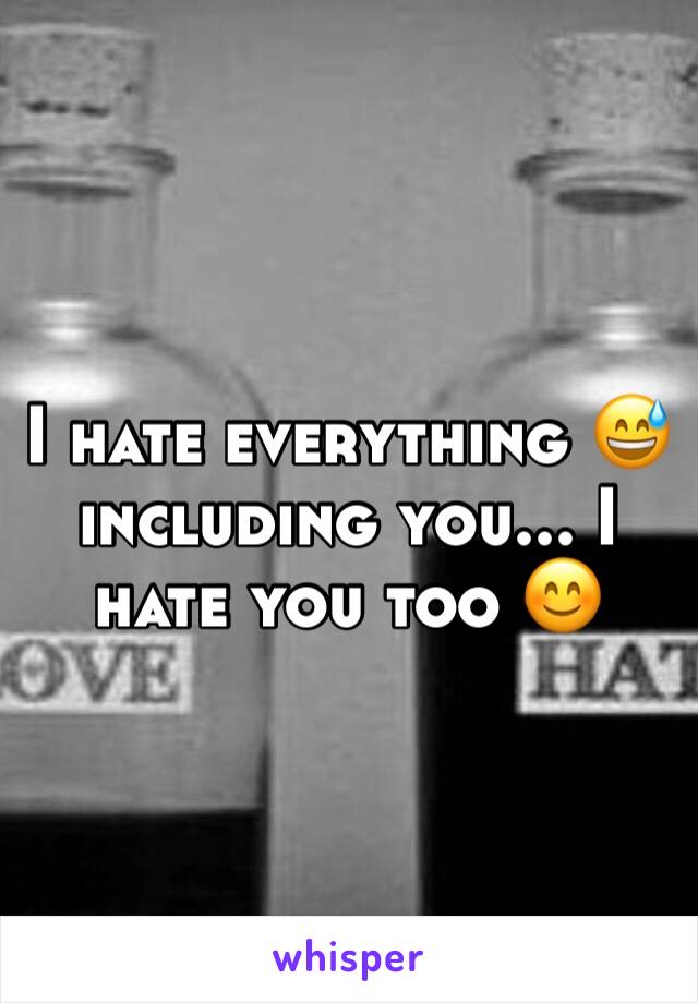 I hate everything 😅 including you... I hate you too 😊