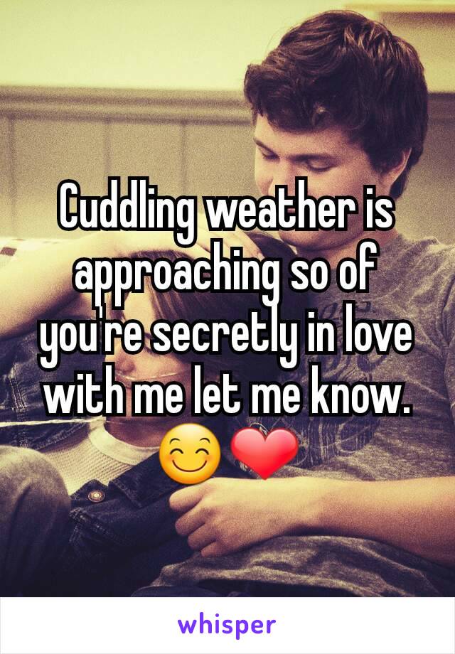 Cuddling weather is approaching so of you're secretly in love with me let me know.😊❤