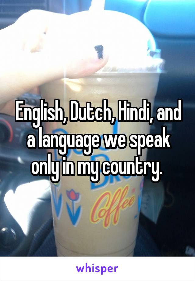 English, Dutch, Hindi, and a language we speak only in my country. 