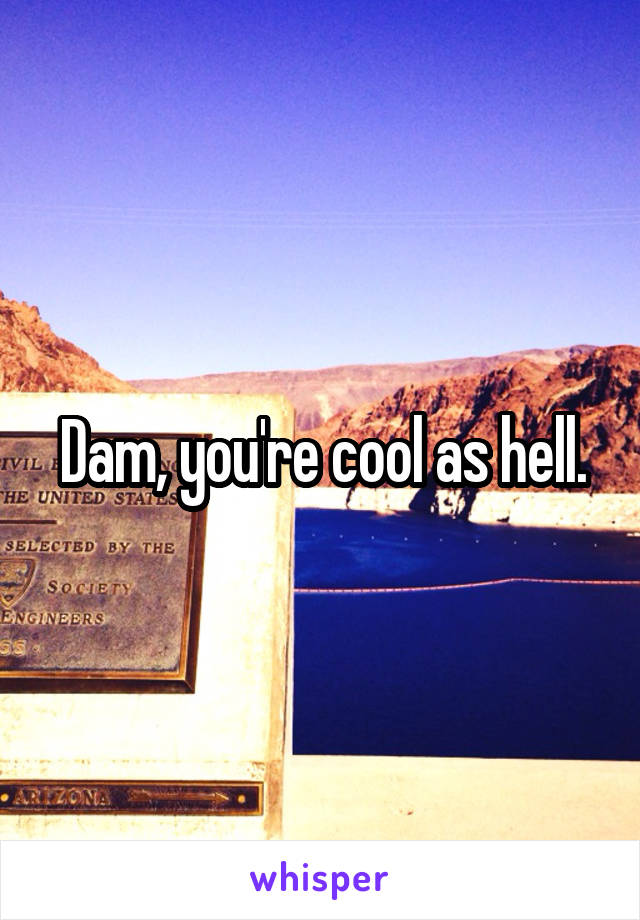 Dam, you're cool as hell.