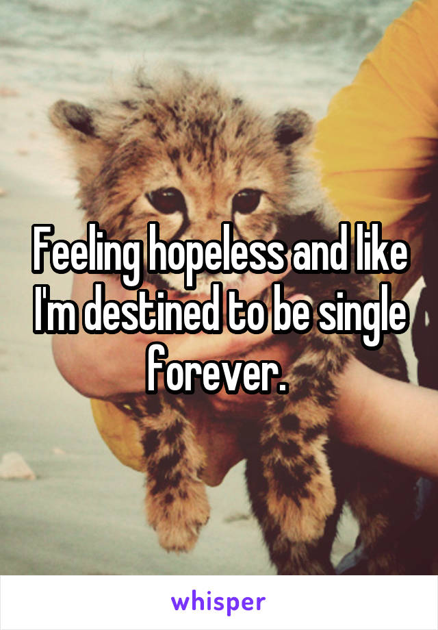 Feeling hopeless and like I'm destined to be single forever. 