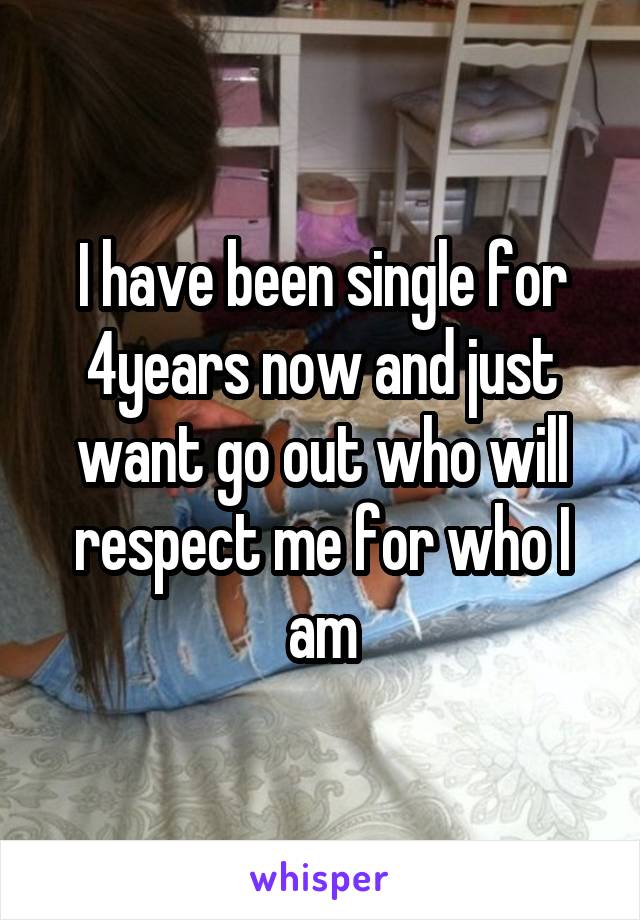 I have been single for 4years now and just want go out who will respect me for who I am