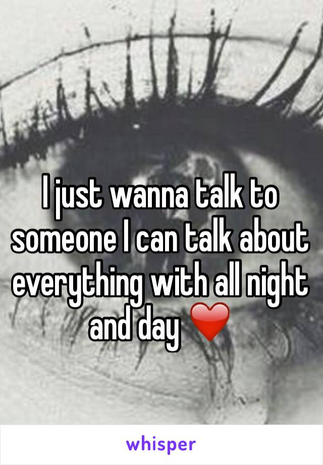 I just wanna talk to someone I can talk about everything with all night and day ❤️