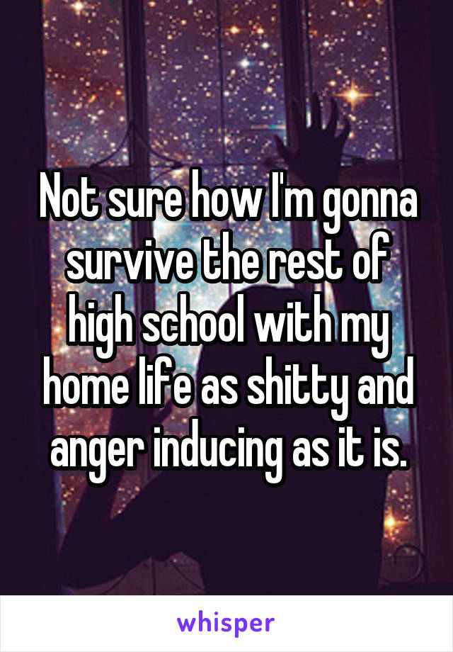 Not sure how I'm gonna survive the rest of high school with my home life as shitty and anger inducing as it is.