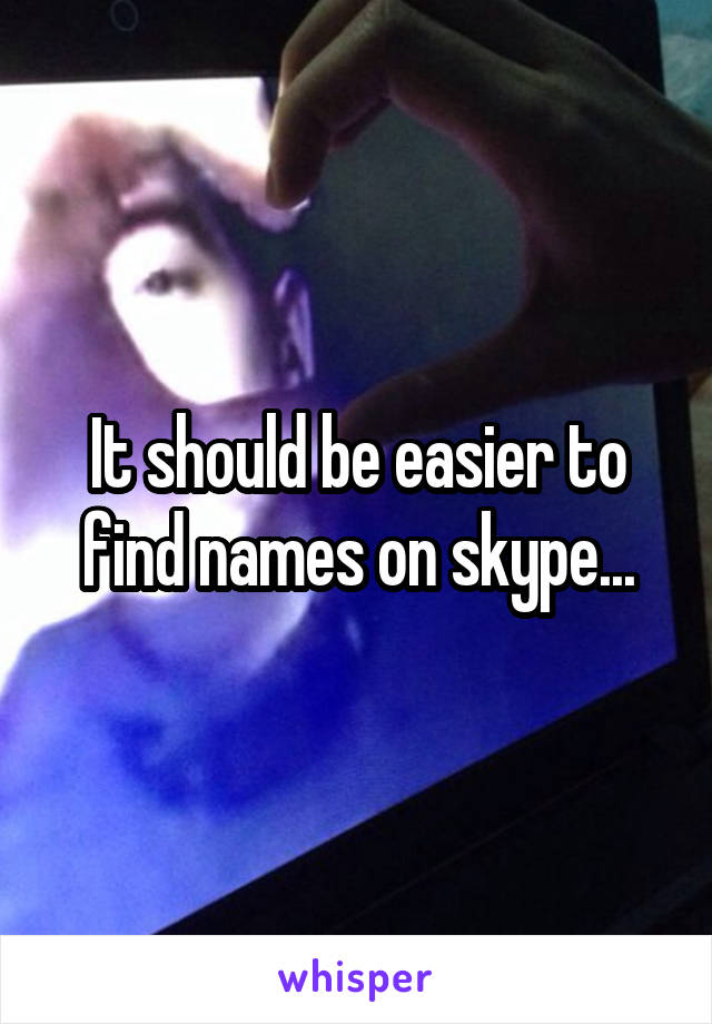 It should be easier to find names on skype...