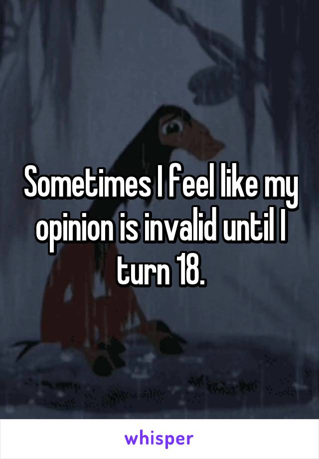 Sometimes I feel like my opinion is invalid until I turn 18.