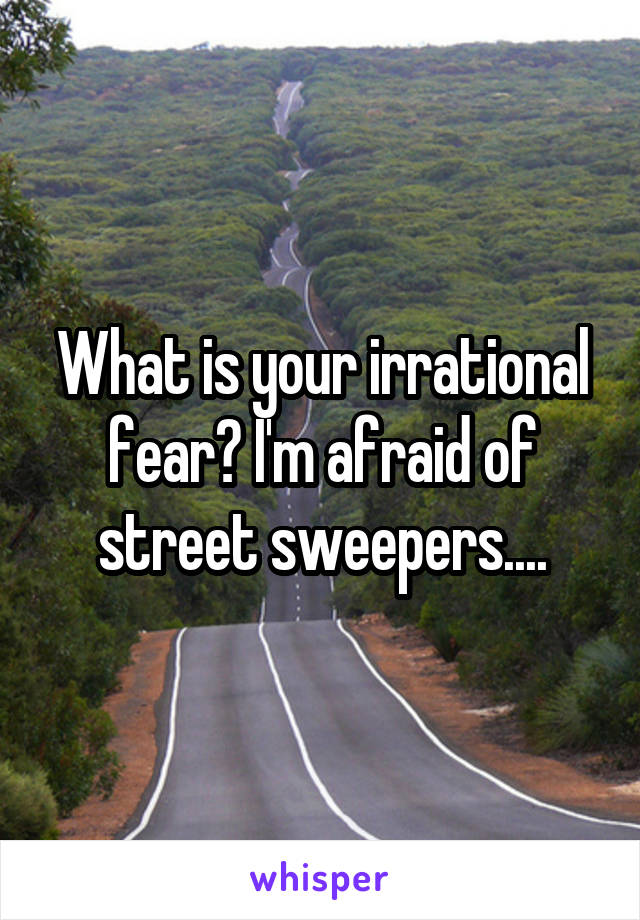 What is your irrational fear? I'm afraid of street sweepers....