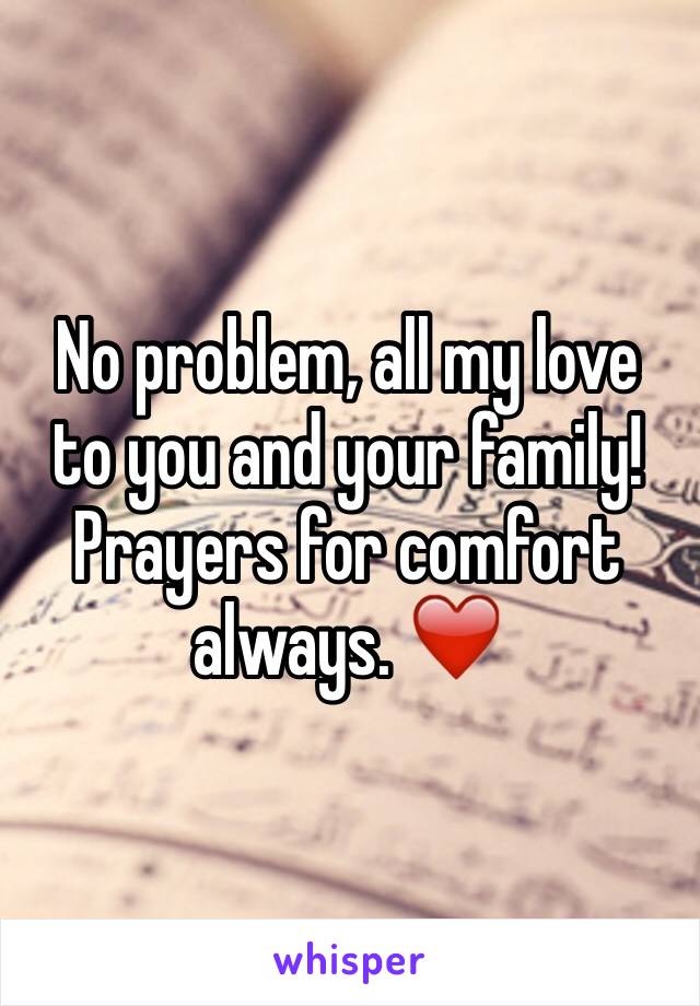 No problem, all my love to you and your family! Prayers for comfort always. ❤️