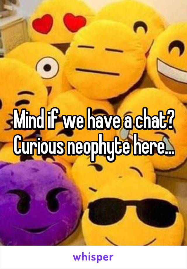 Mind if we have a chat? Curious neophyte here...