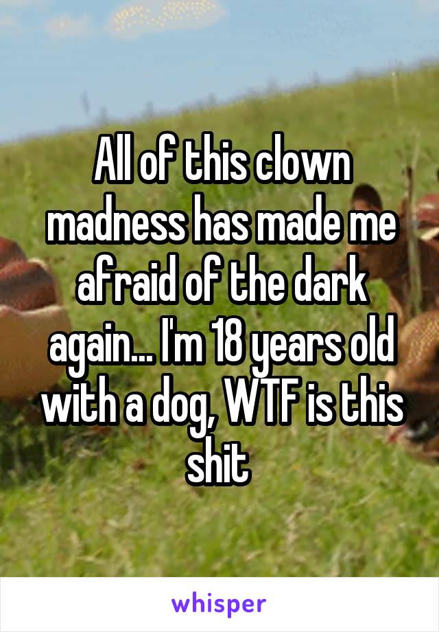 All of this clown madness has made me afraid of the dark again... I'm 18 years old with a dog, WTF is this shit 