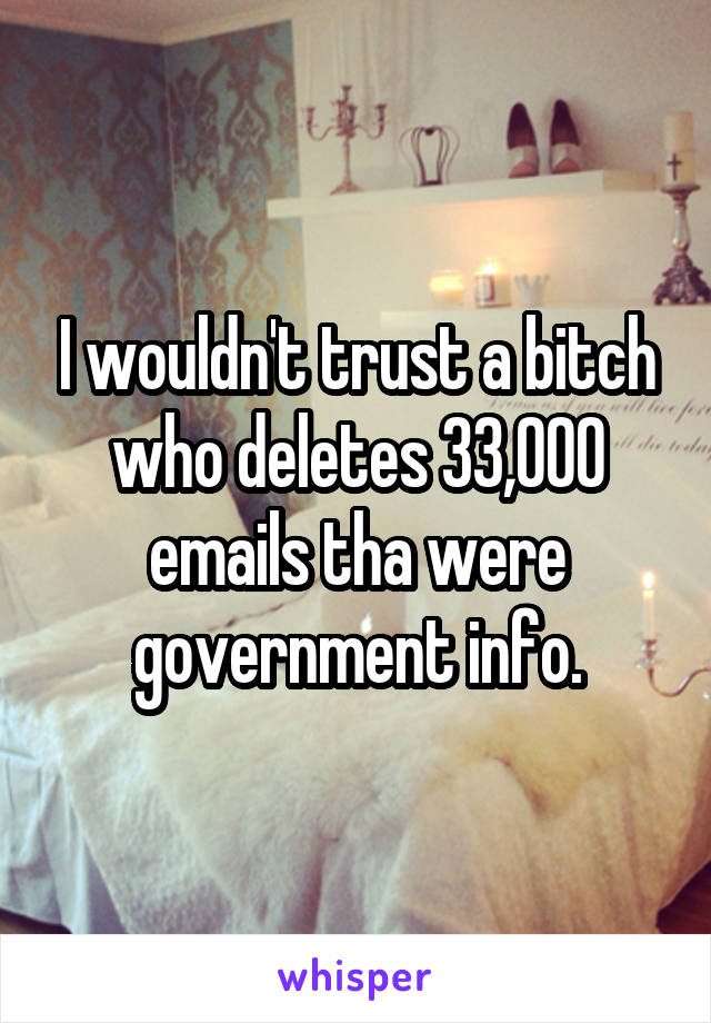 I wouldn't trust a bitch who deletes 33,000 emails tha were government info.