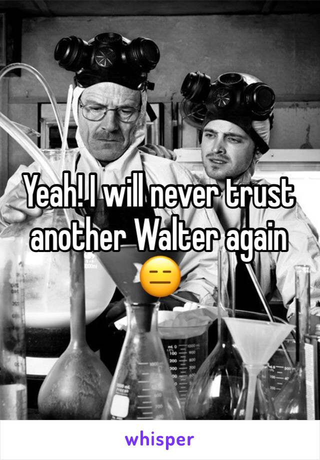 Yeah! I will never trust another Walter again 😑