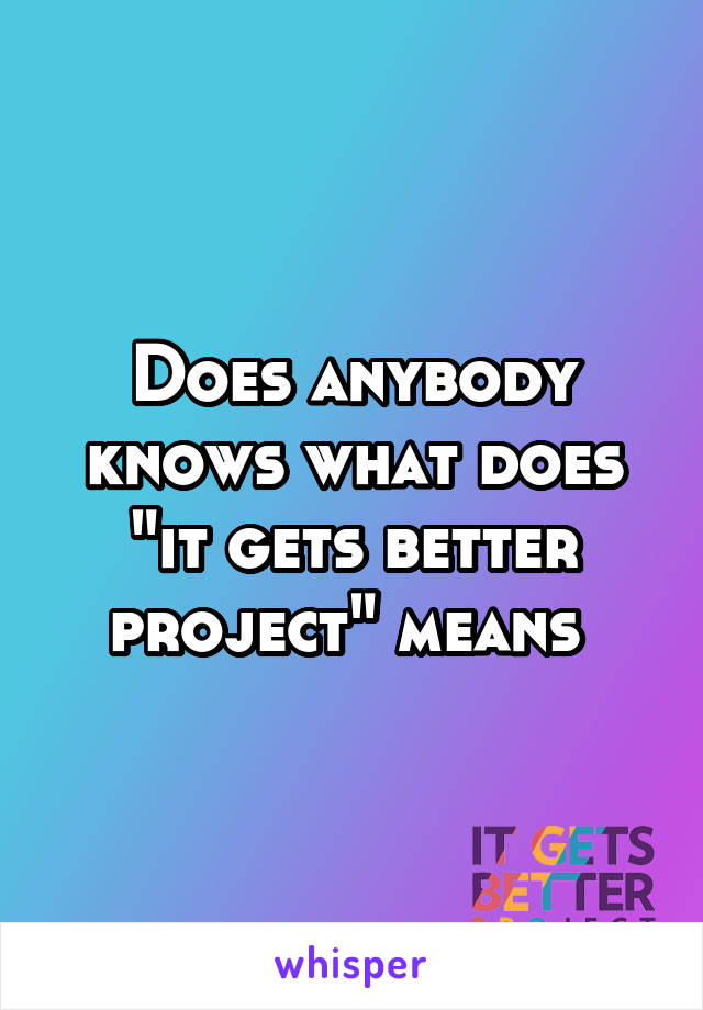Does anybody knows what does "it gets better project" means 