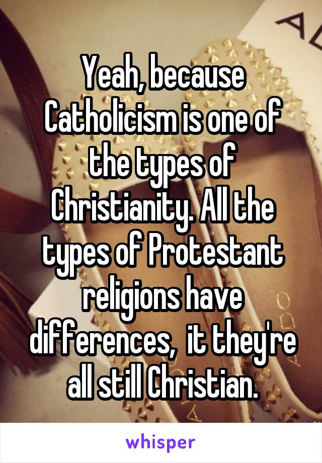 Yeah, because Catholicism is one of the types of Christianity. All the types of Protestant religions have differences,  it they're all still Christian.