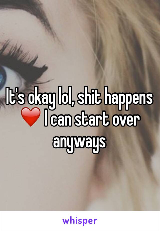 It's okay lol, shit happens❤️ I can start over anyways