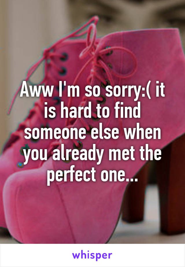 Aww I'm so sorry:( it is hard to find someone else when you already met the perfect one...