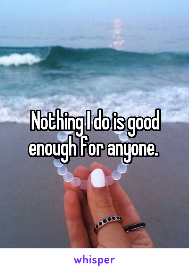 Nothing I do is good enough for anyone. 